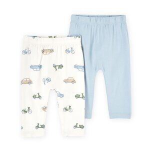 (4/$20) Carter's - Baby Boy 2-Pack PurelySoft Pull-On Pants - Blue/Ivory